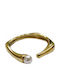 Tatu Moyo Ring with Pearls made of Steel Gold Plated