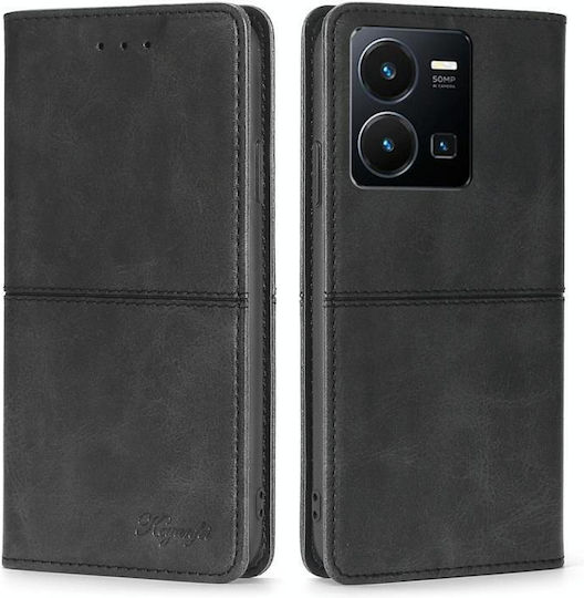 Back Cover Leather / Synthetic Leather / Silicone Black (Vivo Y35 )