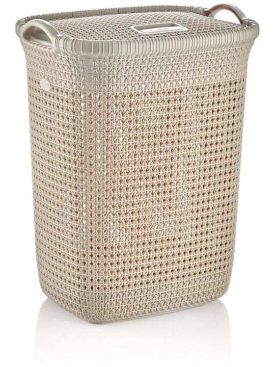 Viosarp Καλάθι Απλύτων Πλαστικό με Καπάκι 44x35x51cm Μπεζ