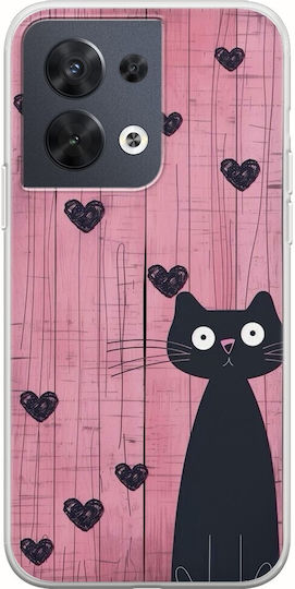 Θήκη Valentine's Day Cat Is Love Oppo Reno 8 5g Flexible Tpu Διάφανη Σιλικόνη