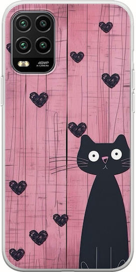 Valentine's Day Cat Is Love Case for Xiaomi Mi 10 Lite Flexible Transparent TPU Silicone
