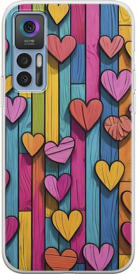 Valentine's Day Wooden Love Case for Tcl 30 30 5g 30+ Flexible Transparent Silicone TPU
