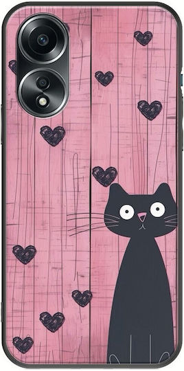 Valentine's Day Cat Is Love Oppo A78 5g Black TPU Silicone Case