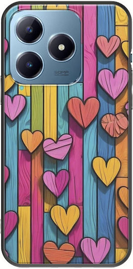 Valentine's Day Wooden Love Case Realme C63 Black TPU Black Silicone
