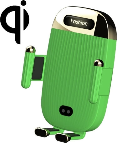 Car Mobile Mount with Adjustable Hooks and Wireless Charging Green