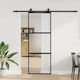 Schiebetürbeschlag-Set Schwarz 76x205 cm Sicherheitsglas Schwarz Matt Transparent 3375957