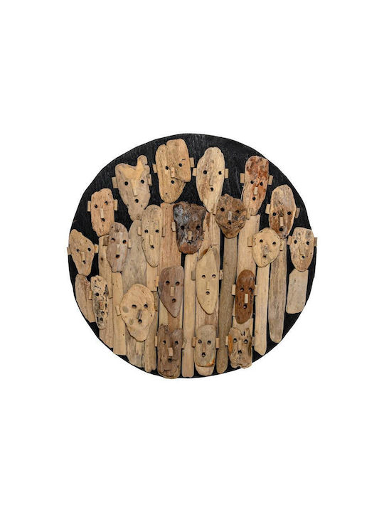 Fylliana Wall Decor Mask Handmade Brown Wooden 60x8x60cm