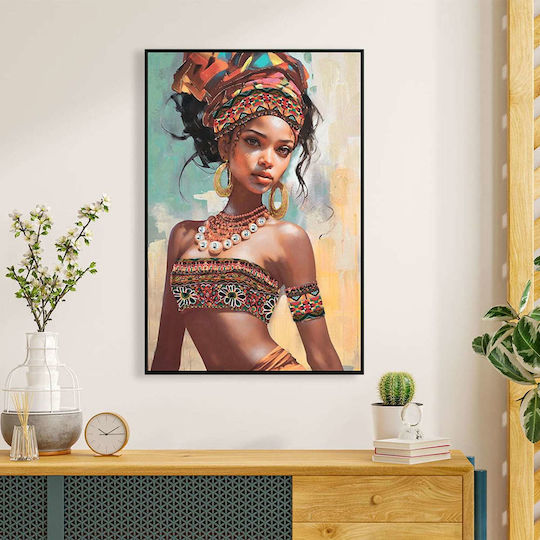 Wall Painting Fb94572 Black Frame-Canvas Print Female Figure 82x4.5x122cm