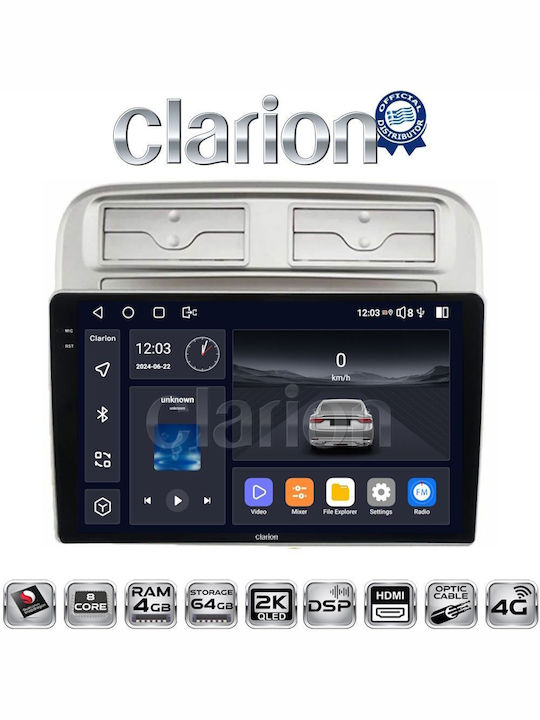 Clarion Ηχοσύστημα Αυτοκινήτου για Fiat Grande Punto / Linea 2005-2012 (Bluetooth/USB/WiFi/GPS/Apple-Carplay/Android-Auto)