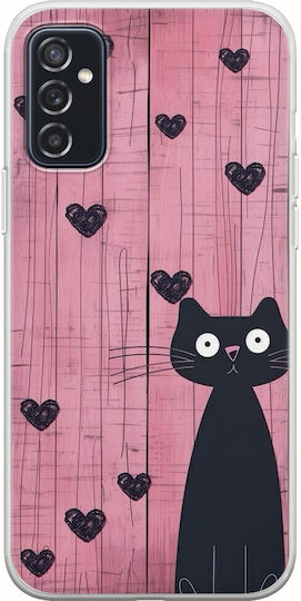 Valentine's Day Cat Is Love Samsung Galaxy M52 5G Flexible TPU Transparent Silicone Case