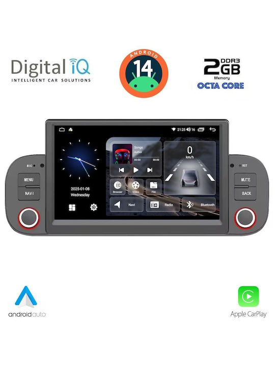 Digital IQ Sistem Audio Auto pentru Fiat Panda 2012-2021 (Bluetooth/USB/AUX/WiFi/GPS/Apple-Carplay/Android-Auto) cu Ecran Tactil 7"