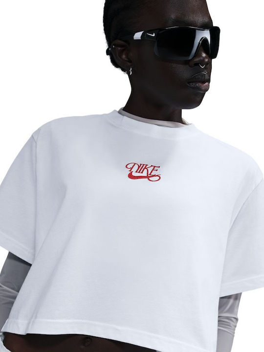 nike white short sleeve crop top