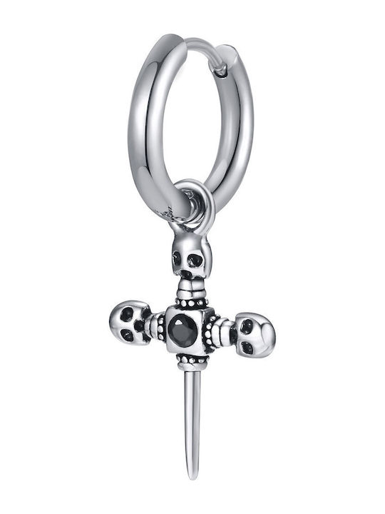 Single Cross & Skull Earring Unisex Stainless Steel Tribute 0130553201