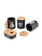 Elitehoff Set of 3 Wooden Brown Food Jars for Coffee Tea Sugar with Lid 11x11x11cm 3 Pieces