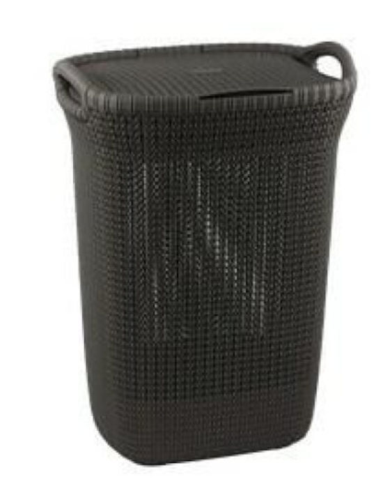 Curver Strick Wäschekorb Kunststoff 57lt mit Deckel 45,5x34x62cm Grau