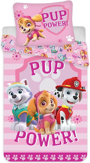Paw Patrol Kinderbettbezug Einzel Baumwolle Rosa 140x200cm