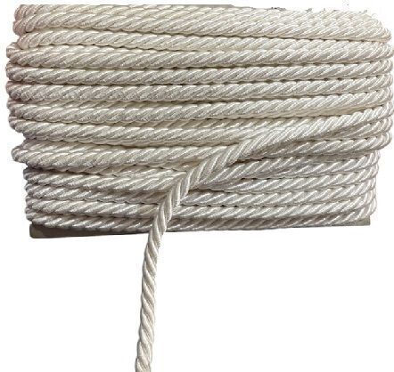 Decorative Twisted Nylon Satin Cord 10mm White