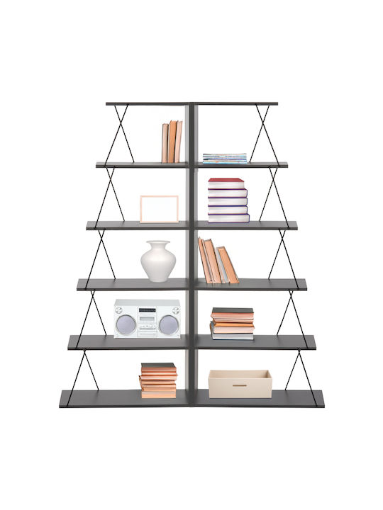 Bookcases Grey-black 2pcs 65x24x146cm