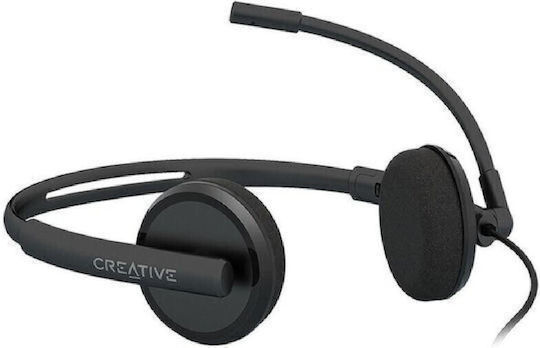 Creative HS-230 Auf dem Ohr Multimedia-Headsets mit Mikrofon und Verbindung 3,5 mm Klinke / USB-A in Schwarz Farbe