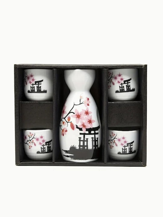 Spices Bazaar Sake Κεραμική Καράφα Σερβιρίσματος με Ποτήρια Λευκή 5τμχ Spices Bazaar Sake Κεραμική Καράφα Σερβιρίσματος με Ποτήρια Λευκή 5τμχ