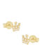 Crown Earrings K14 Yellow Gold Zircon Stones 5ni.351or