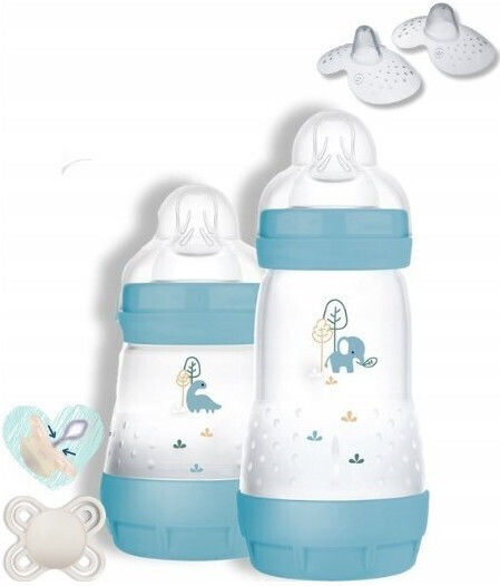 Mam Plastic Baby Bottle Anti-Colic with Silicone Nipple for 4+ months Blue 320ml