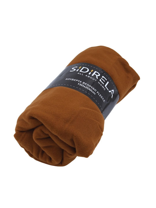 Sidirela Κουβέρτα Fleece Μονή 150x200εκ. Καφέ