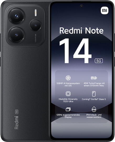 Redmi Note 14 Midnight Black 6GB/128GB スマートフォン本体 Xiaomi