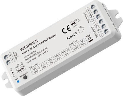 Eurolamp Dmx512 Master ''wt-dmx-s'' Monochrome Cct Rgb Rgbw Rgb+cct 12-36vdc/1-5ch 145-71509