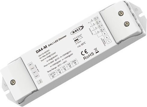 Eurolamp Dimmer Dali Led ''da4-m'' 4 Channels 12-24vdc/4ch*5a 36-48vdc/4ch*3a 145-71606