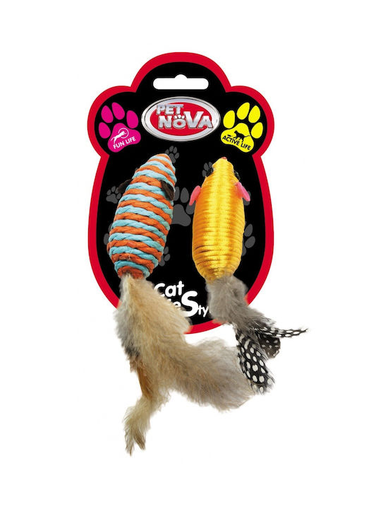 Pet Nova Katzenspielzeug-Set Maus Feder 7x3cm