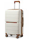 Miss Lulu British Traveller Medium Hard Suitcase Cream With 4 Wheels Height 66cm