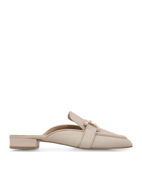 Flat Δερμάτινα Mules σε Ροζ Χρώμα