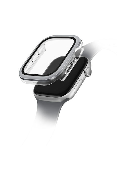 Uniq Voute Hülle Apple Watch Serie 10 42mm Gehärtetes Glas Silber