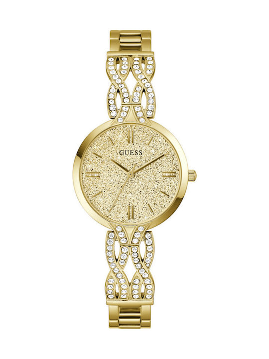 Guess Damen Uhr Chronograph mit Gold Metallarmband