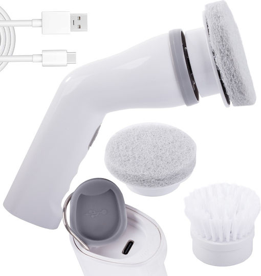 Perie Electrică Rotativă Fără Fir 5W 2 Capete de Perie Cablu de Încărcare USB Tip C Curățare Profundă Albă