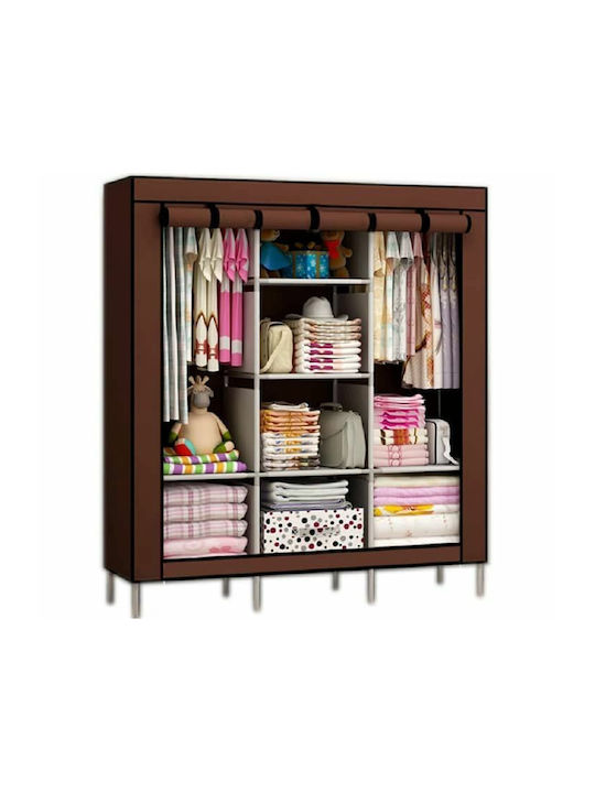 Stoffschrank mit Reißverschluss und Regalen in Braun Farbe 130x45x175cm