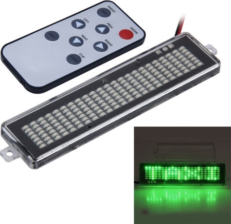 Dc 12v Car Led Προγραμματιζόμενη Βιτρίνα Πινακίδα Μηνύματος Κυλιόμενη Οθόνη Φωτισμού Τηλεχειριστήριο Πράσινο Φως