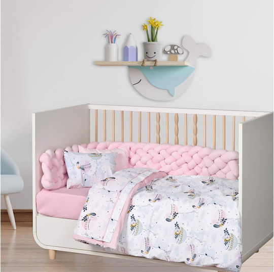 Das Home Fun 4915 Set Baby Bettlaken Für Krippe Baumwolle Hellblau, Minze, Rosa Rosa 130x170cm 3Stück