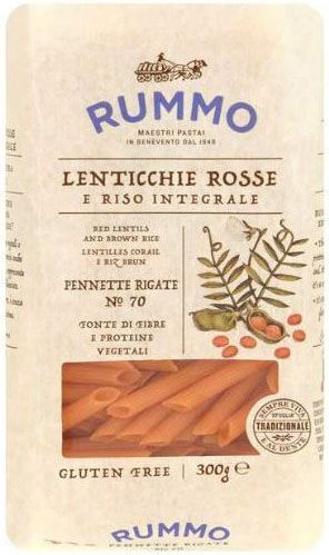 Rummo Gluten Free Lentil Pennette Rigate Lenticchie Rosse Pasta No.70 300gr