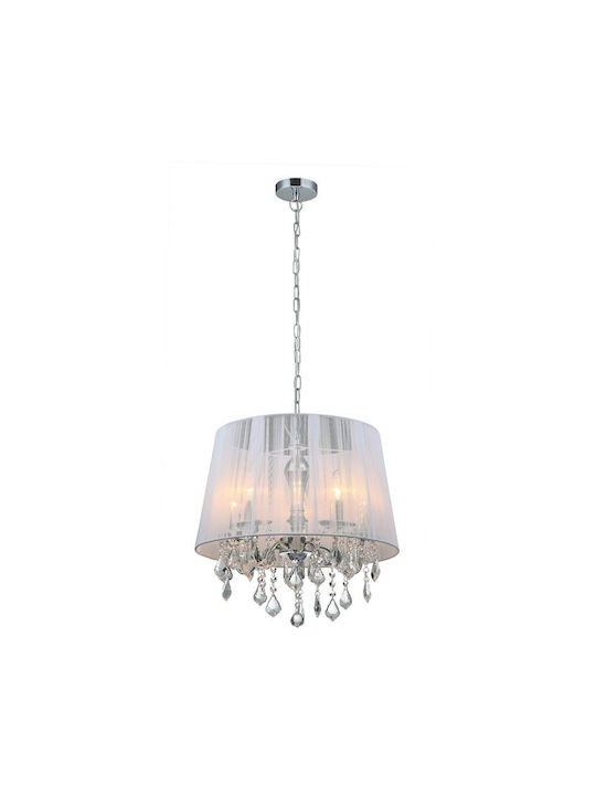 Italux Pendant Light White with Crystals for Socket E14, E.14 37x40cm
