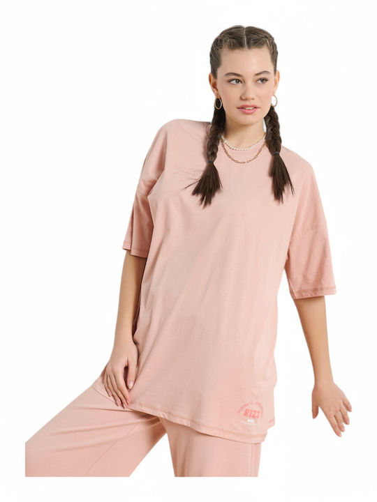 Γυναικείο Αθλητικό Oversized T-shirt Ροζ