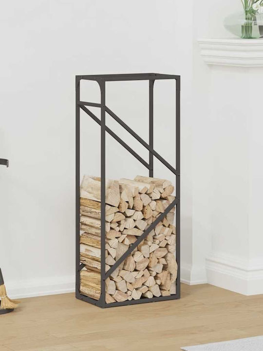 vidaXL Firewood Inox Shelf Wood Storage 40x25x1...