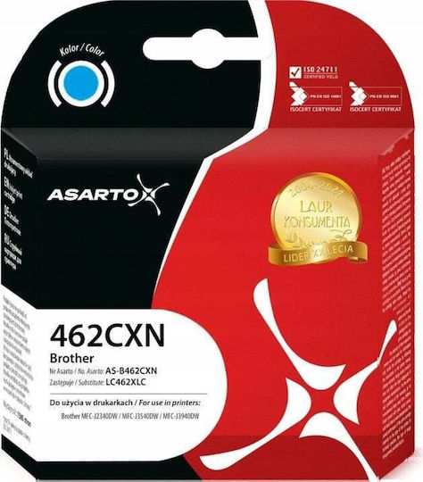 Asarto Συμβατό Μελάνι Εκτυπωτή InkJet Brother LC462XLC Κυανό 1τμχ