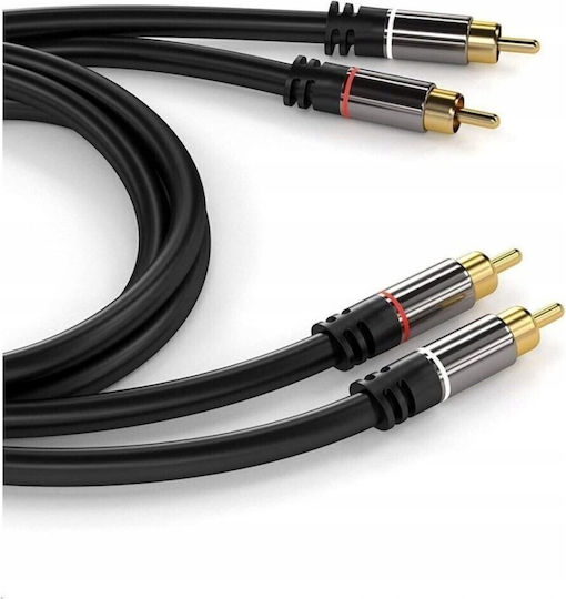 PremiumCord Кабел 2x RCA мъжки - 2x RCA мъжки 5м