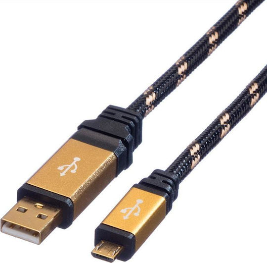 Roline Regular USB 2.0 to micro USB Cable Μαύρο 1.8m 1τμχ