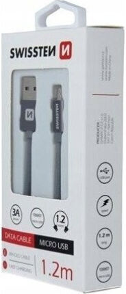 Swissten Regular USB 2.0 to micro USB Cable Ασημί 1.2m 71522203 1τμχ