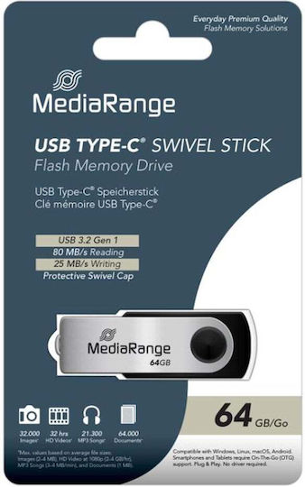 MediaRange 64GB USB 3.2 Stick Ασημί