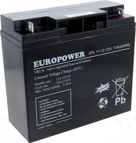 Europower Батерия UPS с Капацитет 17Ах и Напрежение 12V 1бр