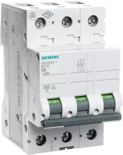 Siemens Автоматичен Прекъсвач 2Спецификация Триполюсен AC 5SL6302-7